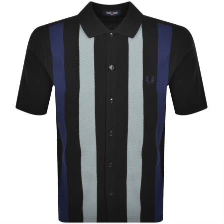 Fred Perry Vertical Stripe Polo T Shirt Black | Mainline Menswear x